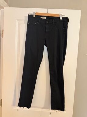 AG Adriano Goldschmied Black ankle Slim Jeans “The Jegging” Raw Hem EUC